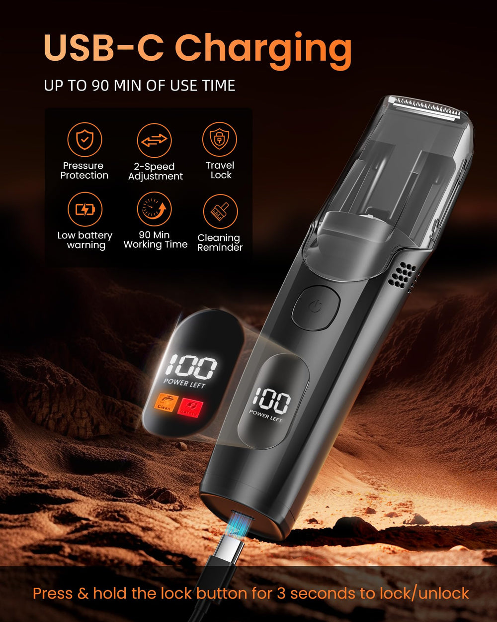 kurtmark vacuum beard trimmer cordless operation for home or travel