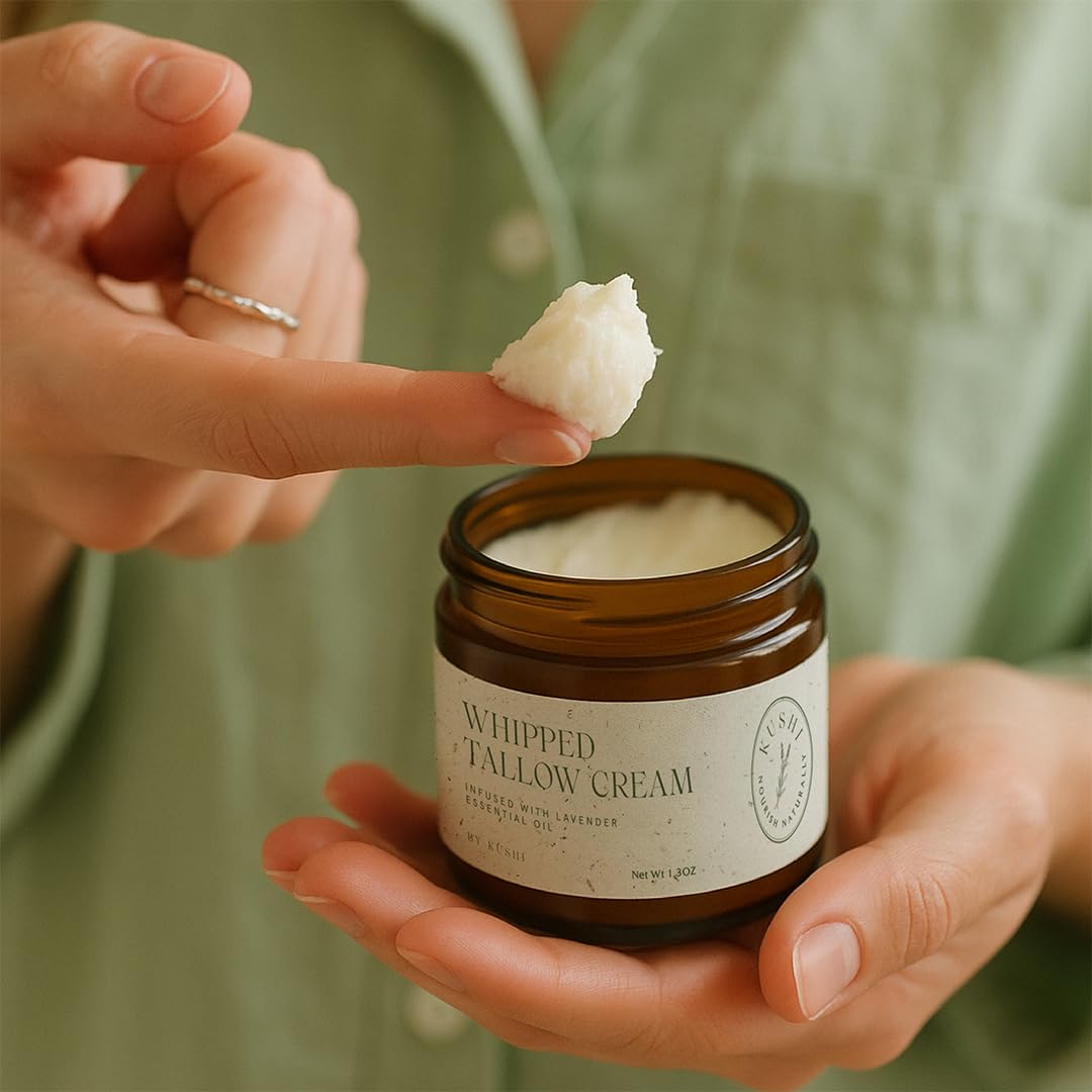 KUSHI lavender drops indicating gentle aroma and skin-soothing use.