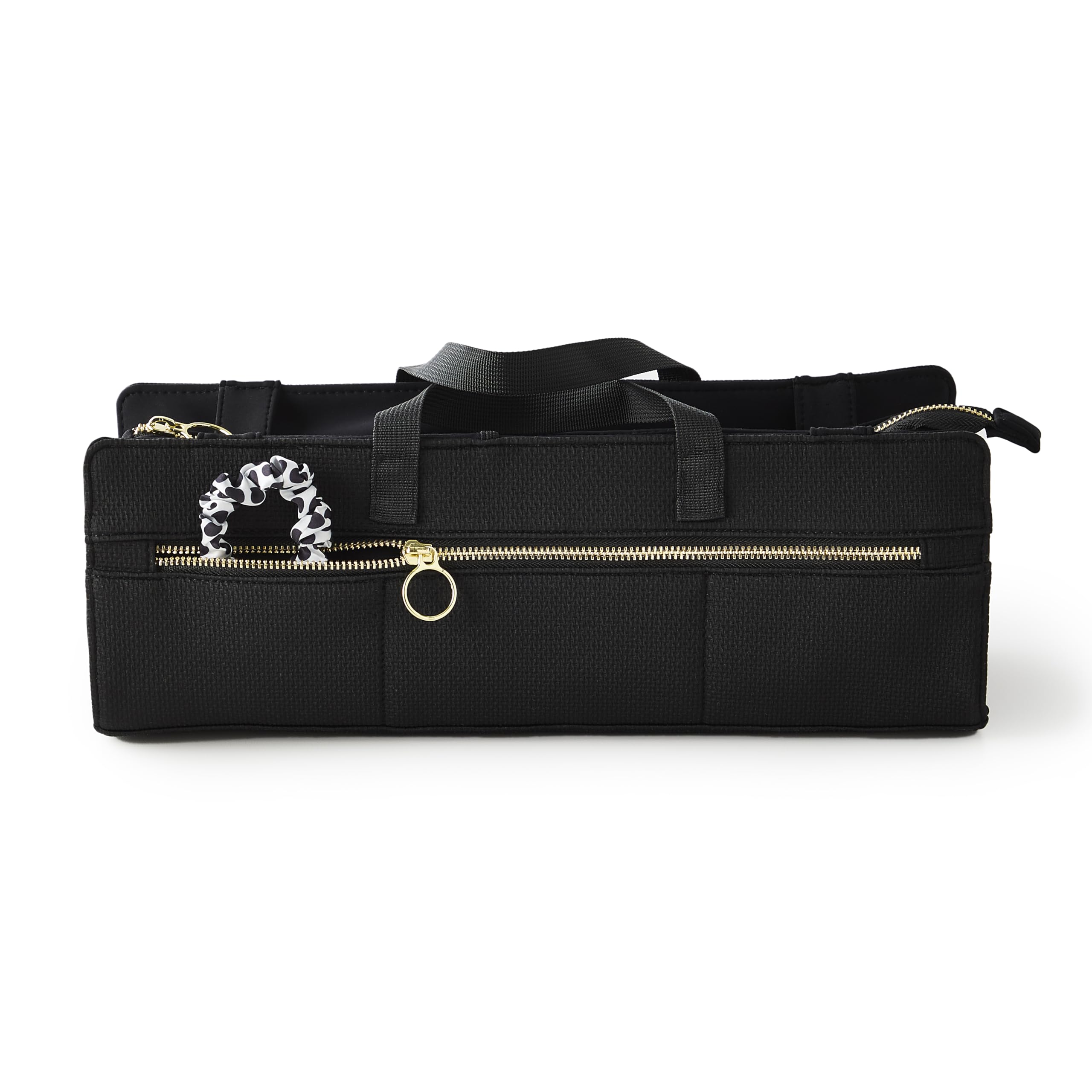 KUSSHI bag center compartment fits flat irons and wands neatly.