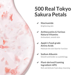 Kustie Real Sakura petals visible in the wash for luxurious sensory lather.