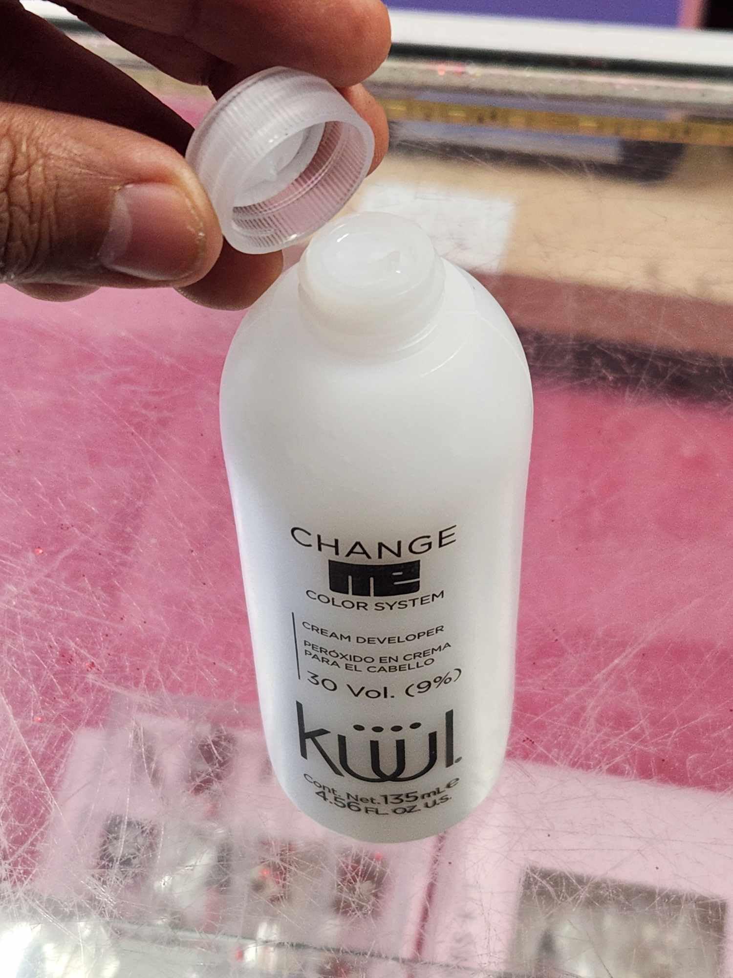 Fantasy Nails Kuül Change Me peroxide 30vol cream developer on hair preparing strand test