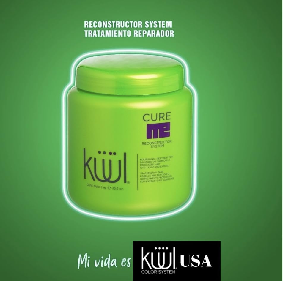 Kuul Cure Me Reconstructor avocado-extract highlights moisturizing properties for healthy-looking hair