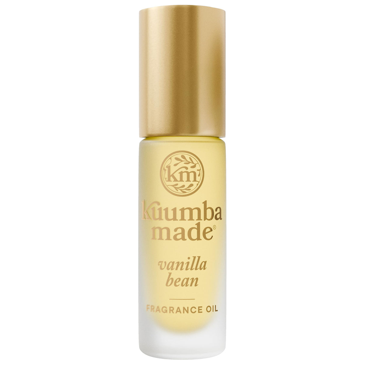 Kuumba Made Vanilla Bean Fragrance Oil bottle highlights long-lasting warm vanilla fragrance.