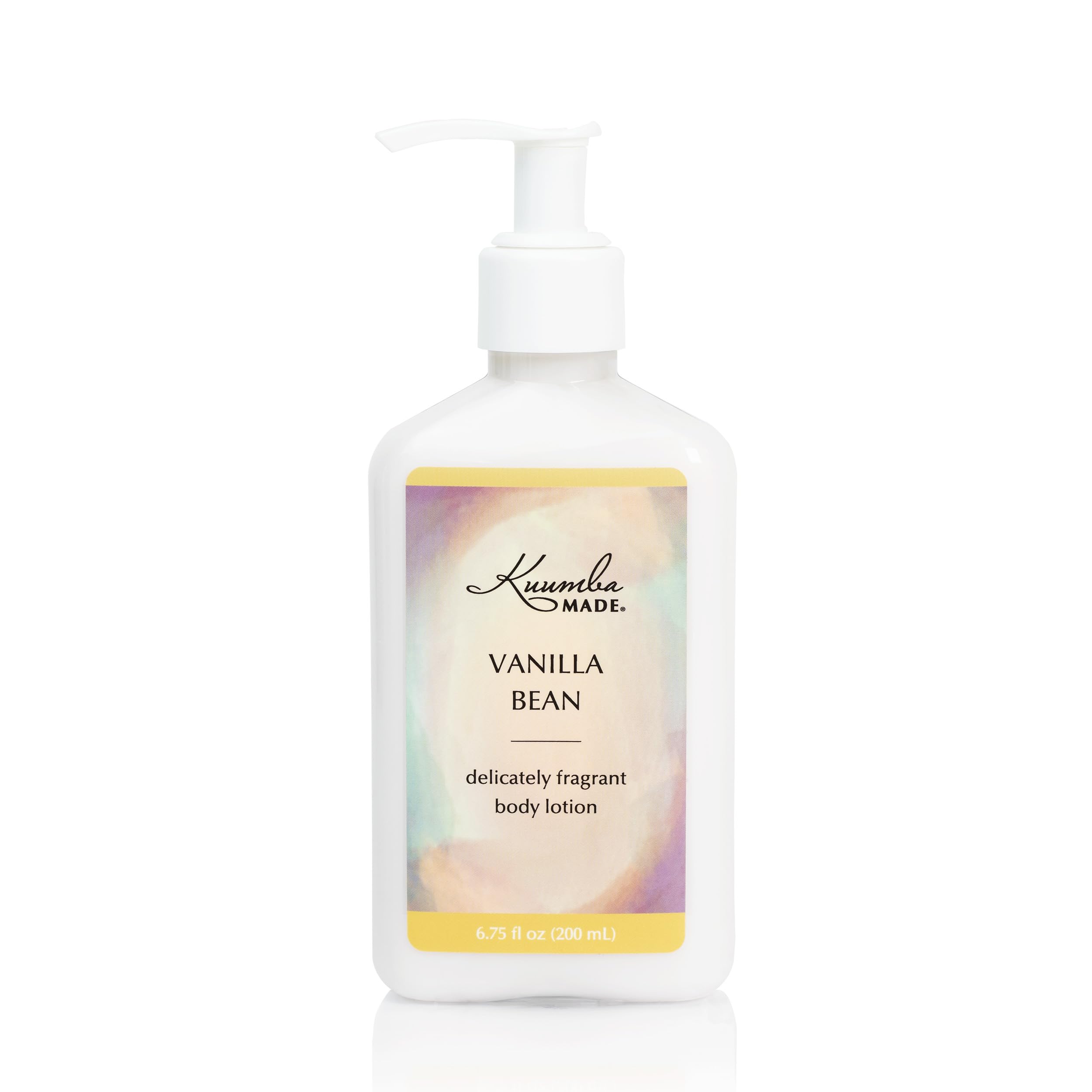 Kuumba Made Vanilla Bean Body Lotion bottle with pump for easy daily hydration.