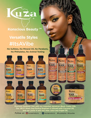 Kuza leave-in conditioner back view showing ingredients and color-safe hydration