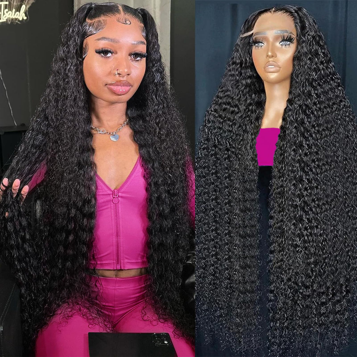 KVFCT deep wave wig 13x6 HD transparent lace front for natural parting