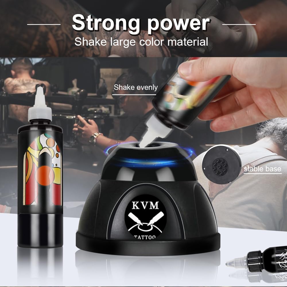 KVM Mini Vortex Mixer pigment-mixing for tattoo inks yields even consistency.