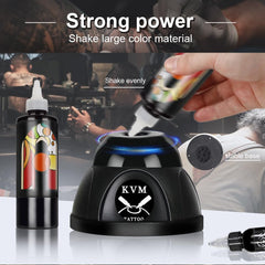 KVM Mini Vortex Mixer pigment-mixing for tattoo inks yields even consistency.