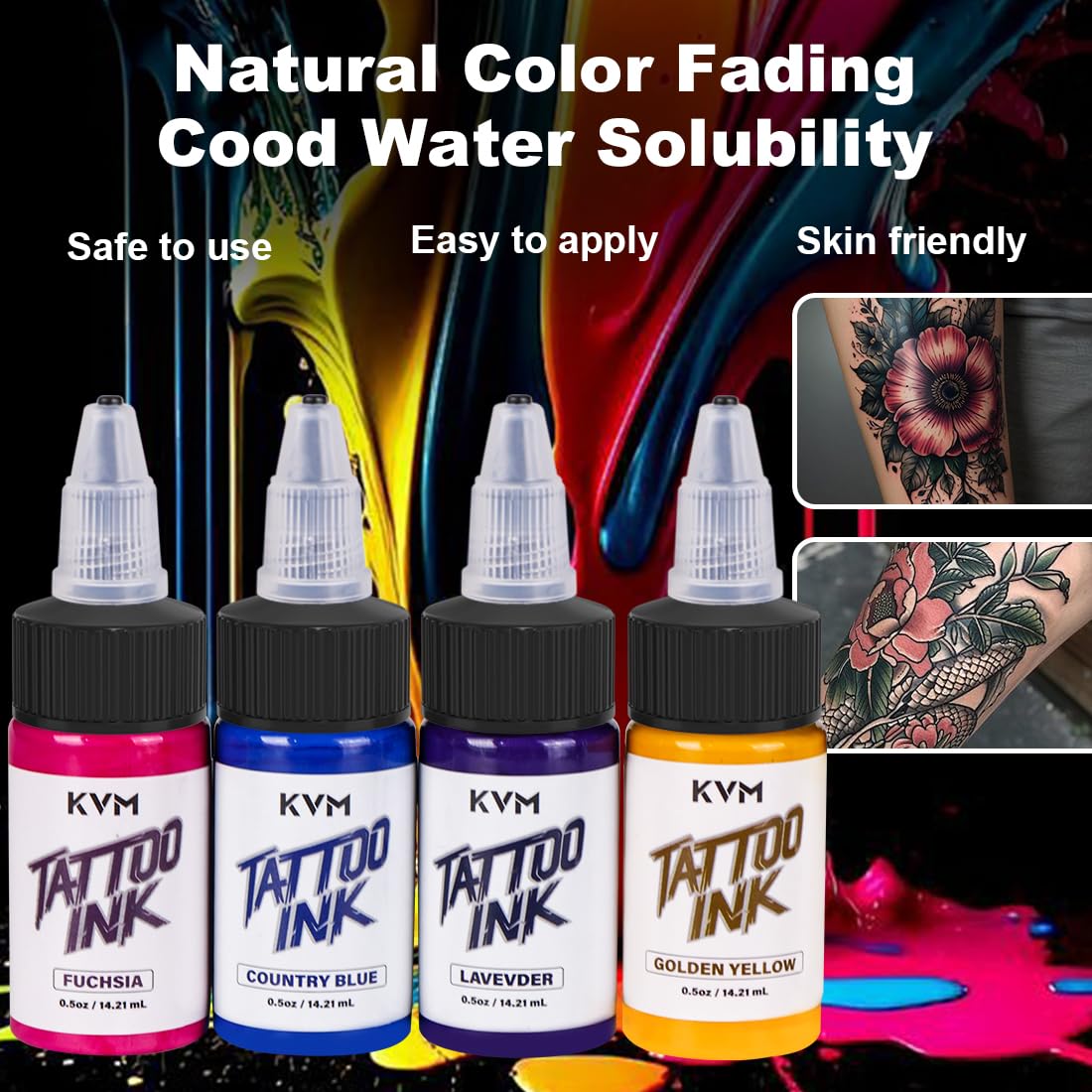 KVM Tattoo Ink color richness aids realistic portraits and vibrant color blends during sessions