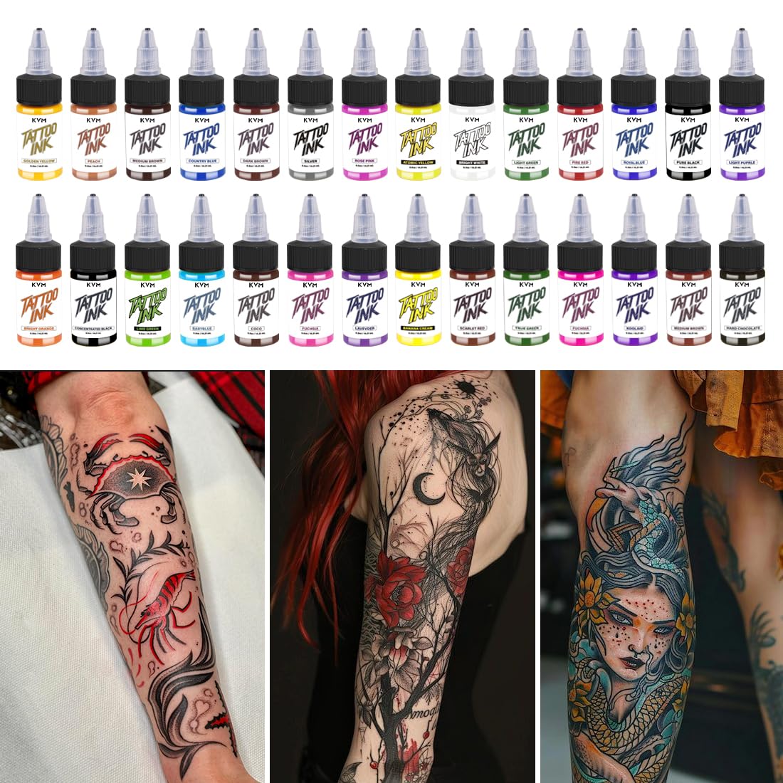 KVM Tattoo Ink smooth flow application supports precise shading and clean line work