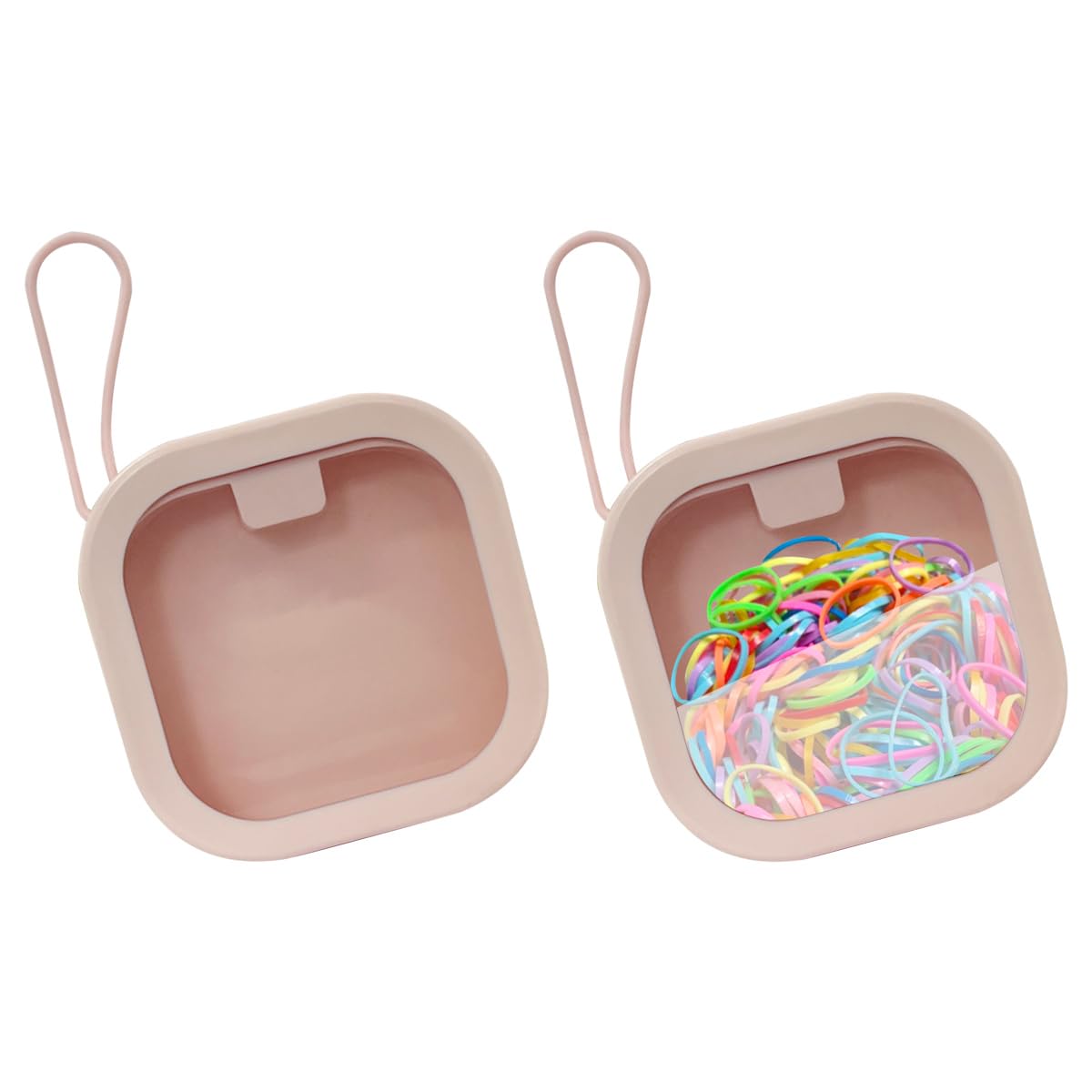 KVZVK hair tie organizer box front view, compact two-pack for travel and home storage