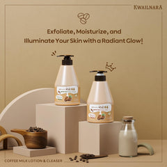 Kwailnara Coffee Milk Body Wash bottle back highlights dermatological safety and gentle care.