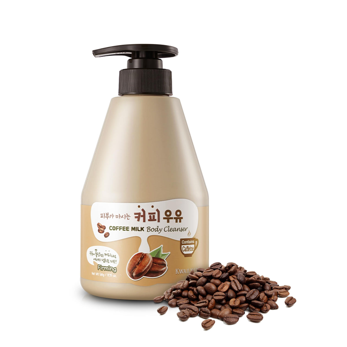 Kwailnara Coffee Milk Body Wash bottle front for an energized, refreshing cleanse.