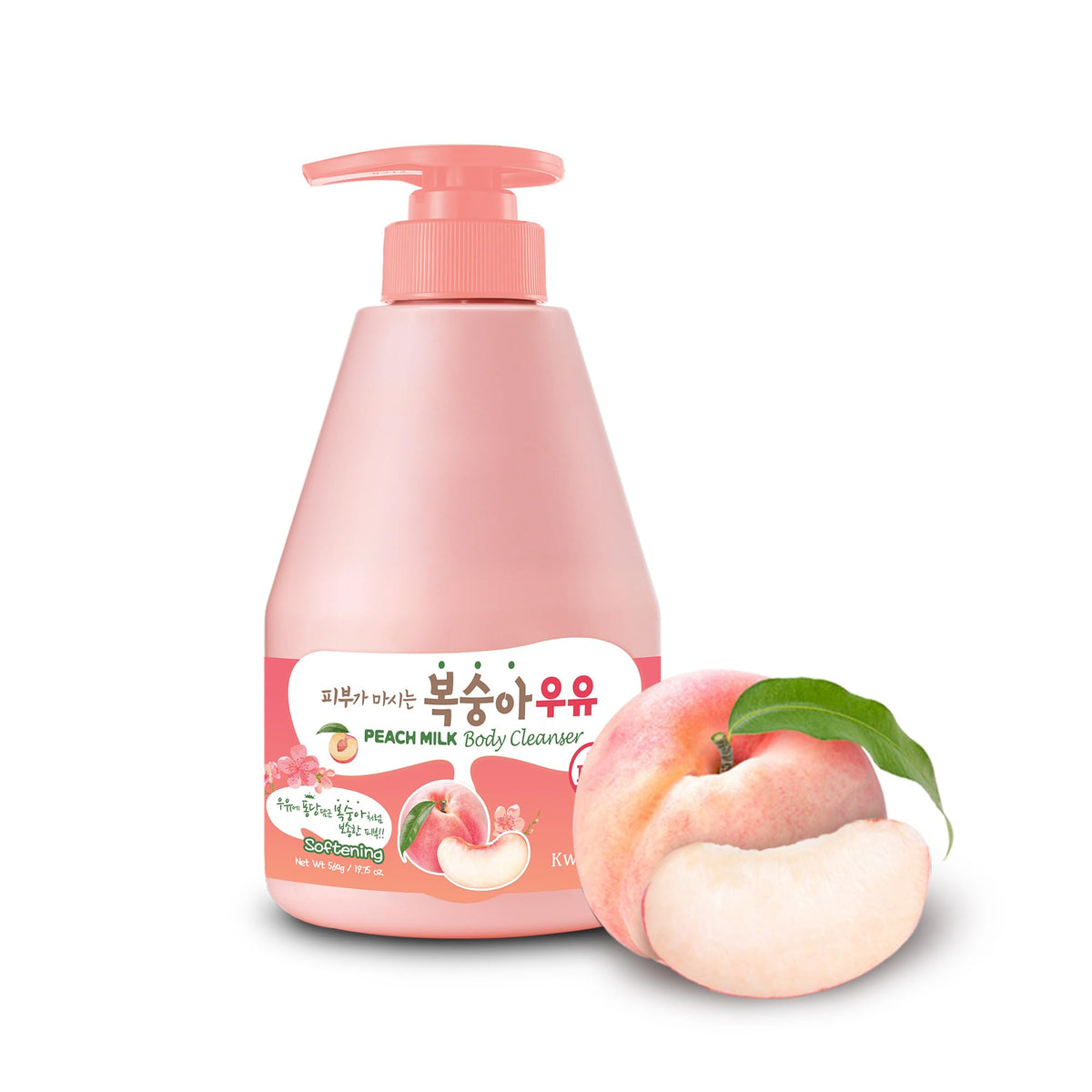 Kwailnara Peach Milk Body Wash bottle view, gentle daily cleanse.