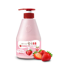 Kwailnara Strawberry Milk Body Lotion bottle showing hydrated skin potential