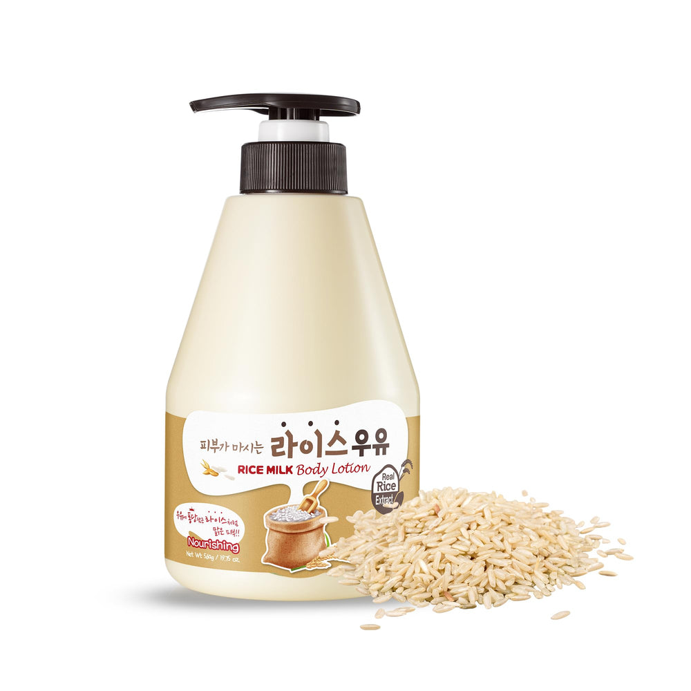 Kwailnara WELCOS Rice Milk Body Lotion bottle closeup for deep hydration