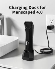 KWRNVO Manscaped 4.0 charger dock top view highlighting compact form.