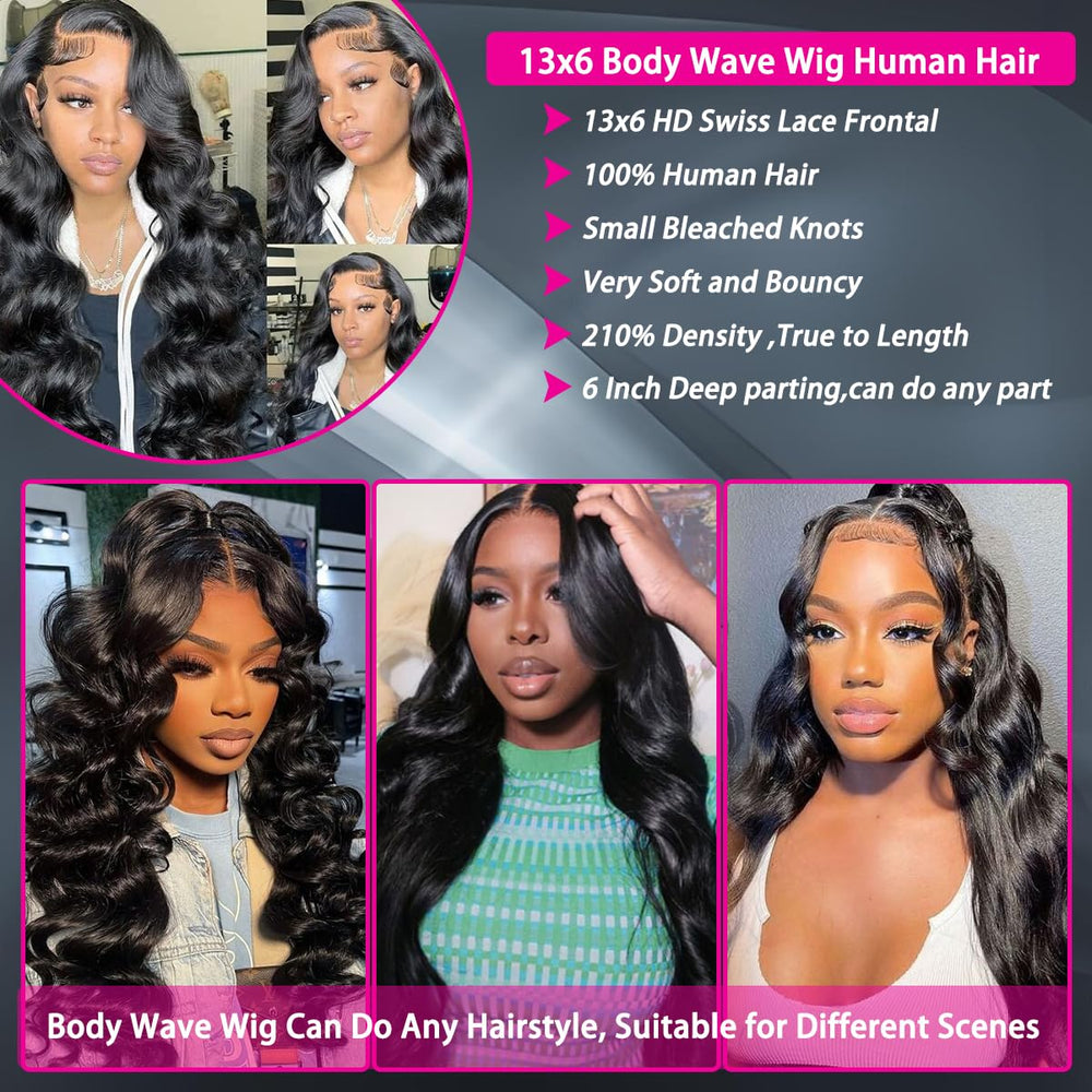 KXBKXB natural black body wave wig for daily and event looks.