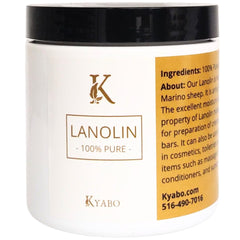 Kyabo Lanolin 1lb anhydrous bottle for deep skin hydration.
