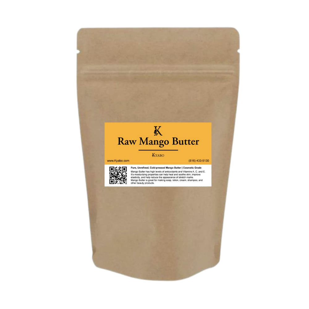 Kyabo Mango Butter organic, raw label emphasizes unrefined quality.