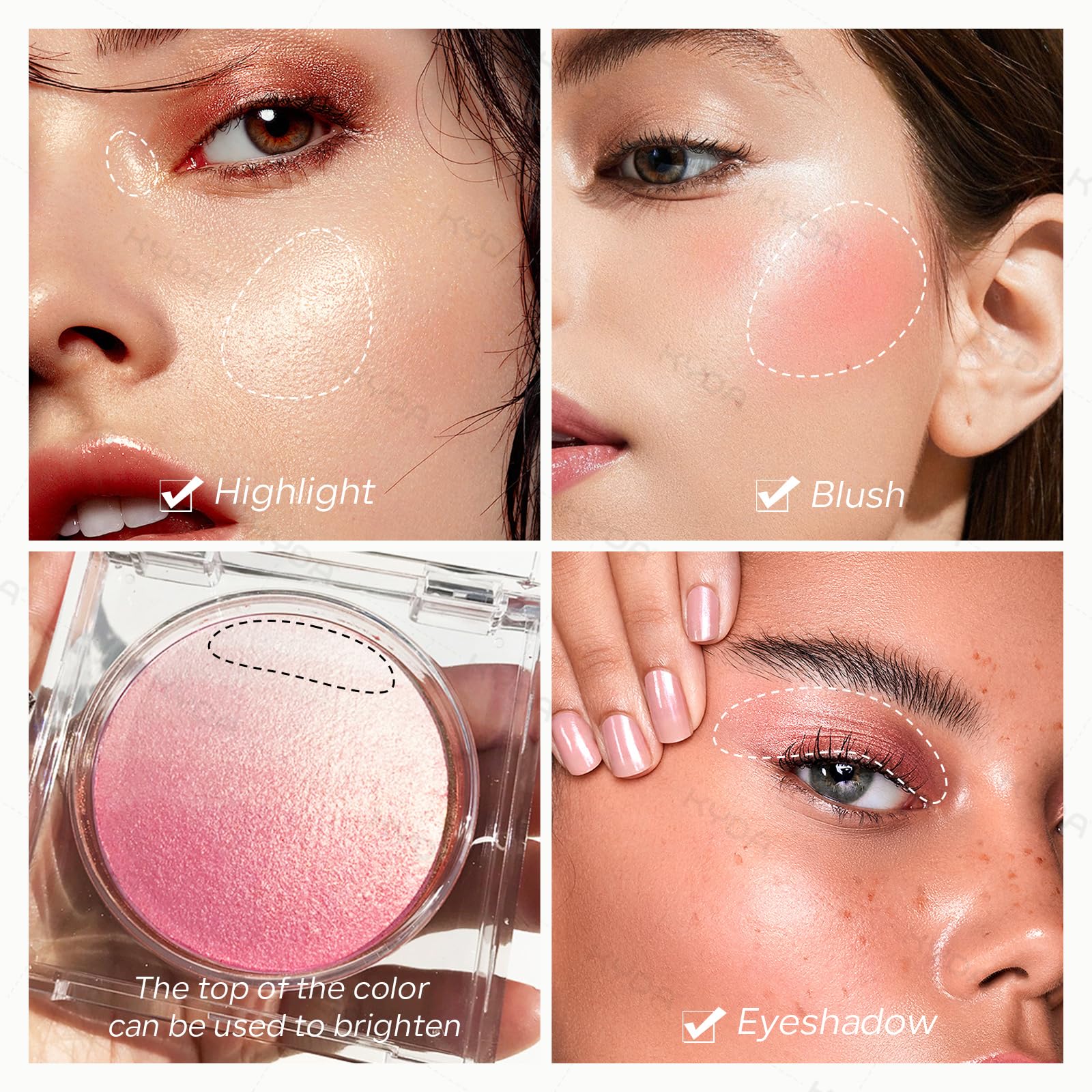 KYDA Pink Baked Blush apples-cheeks blush-brush-application for easy, natural color.
