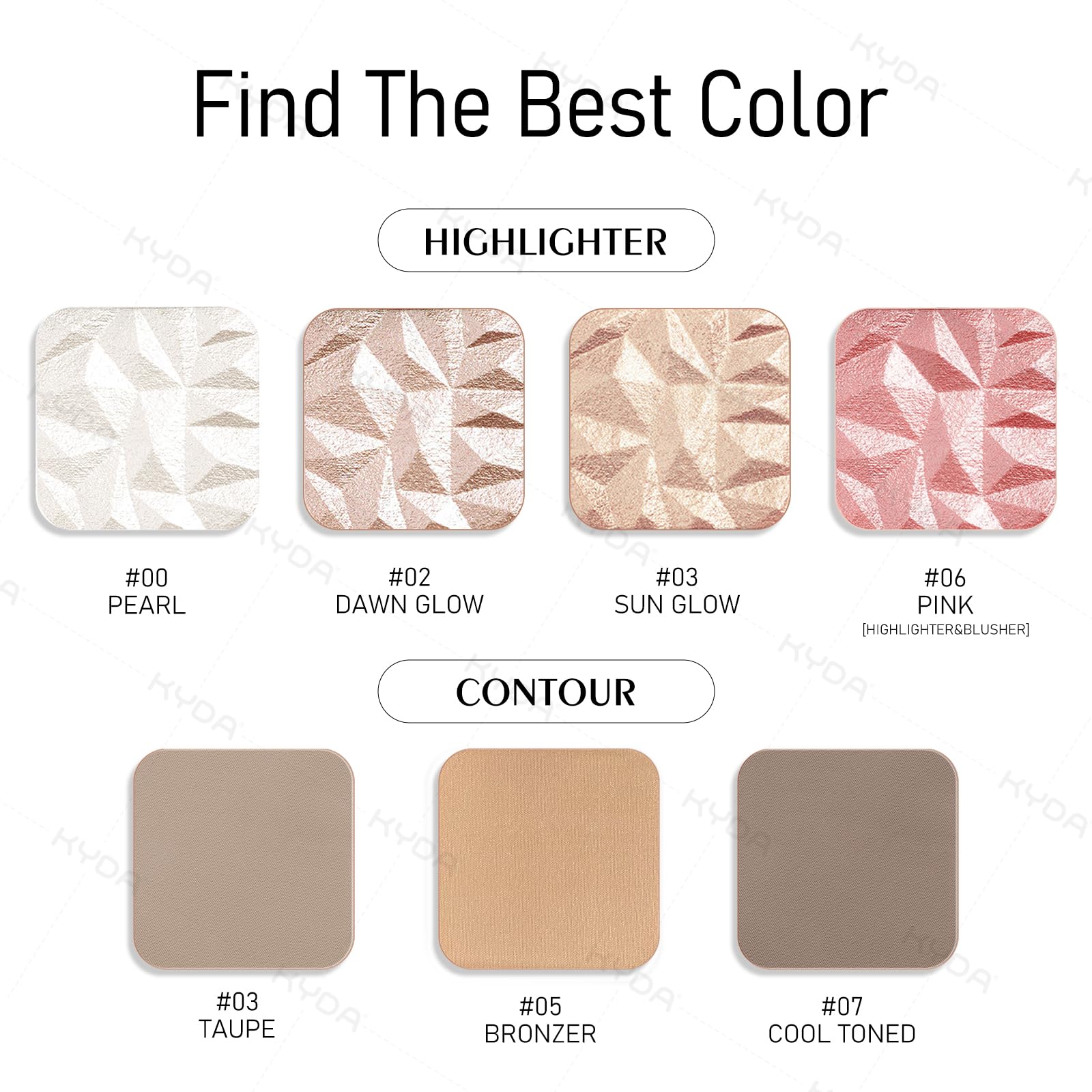 KYDA glossy highlight adds a soft glow for luminous complexion.