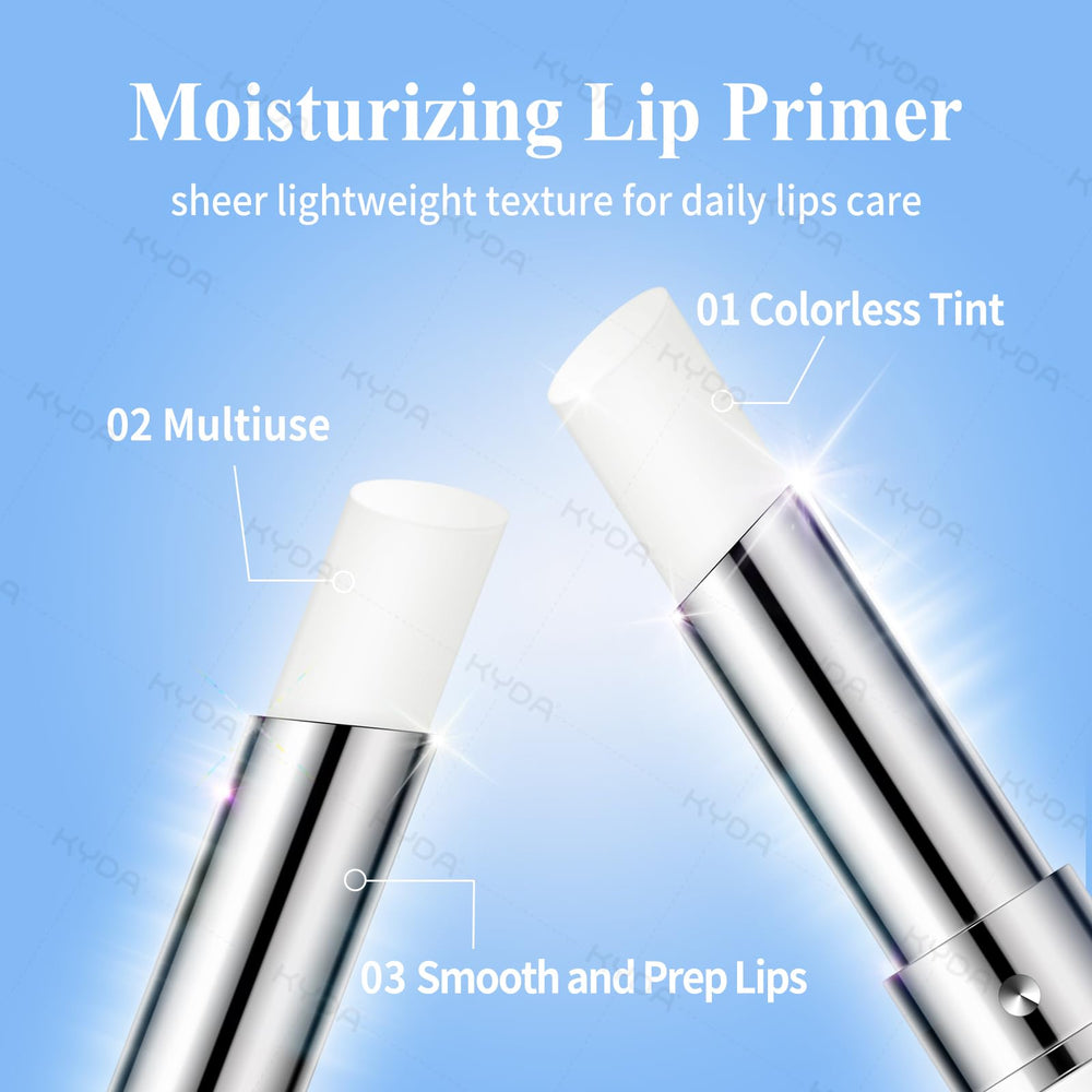 KYDA lip primer application on lips delivers a smooth base for makeup.