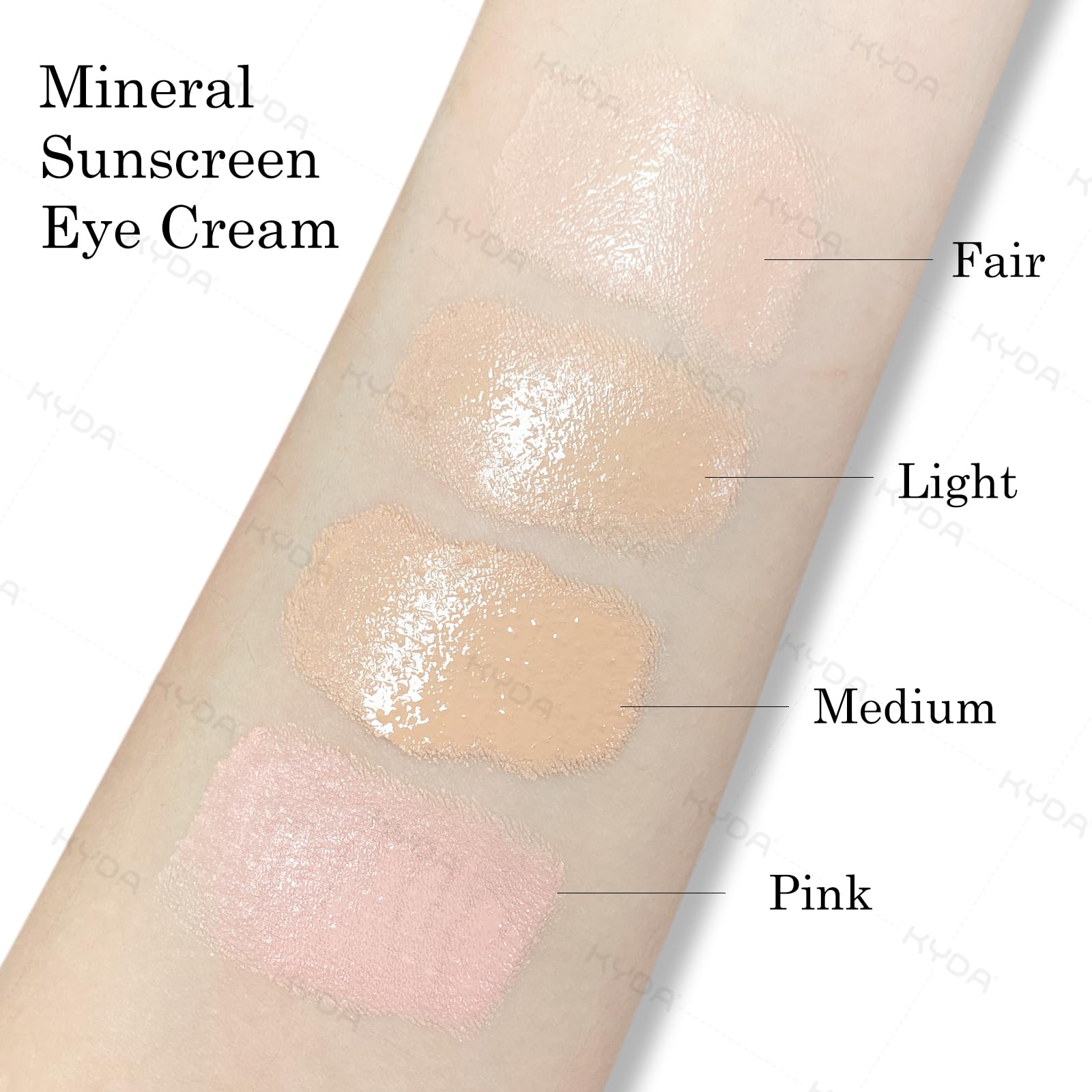 KYDA Mineral Eyes Cream applicator tip demonstrates precise under-eye application.