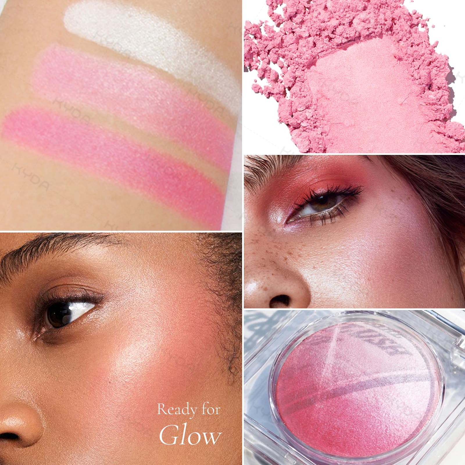 KYDA Pink Glow Highlighter powder delivers a subtle, radiant glow for everyday shine.