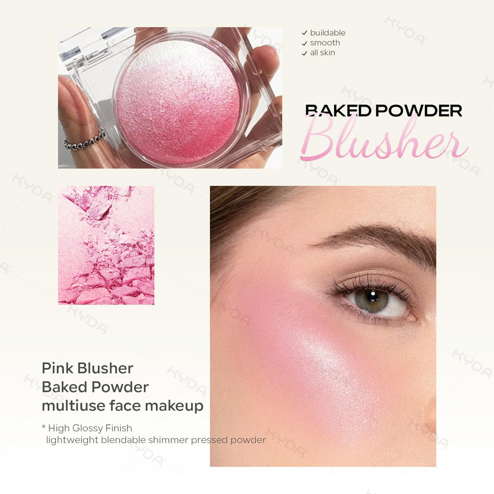 KYDA Three-tone Color Blend powder blends pink, coral, and orange for versatile color.