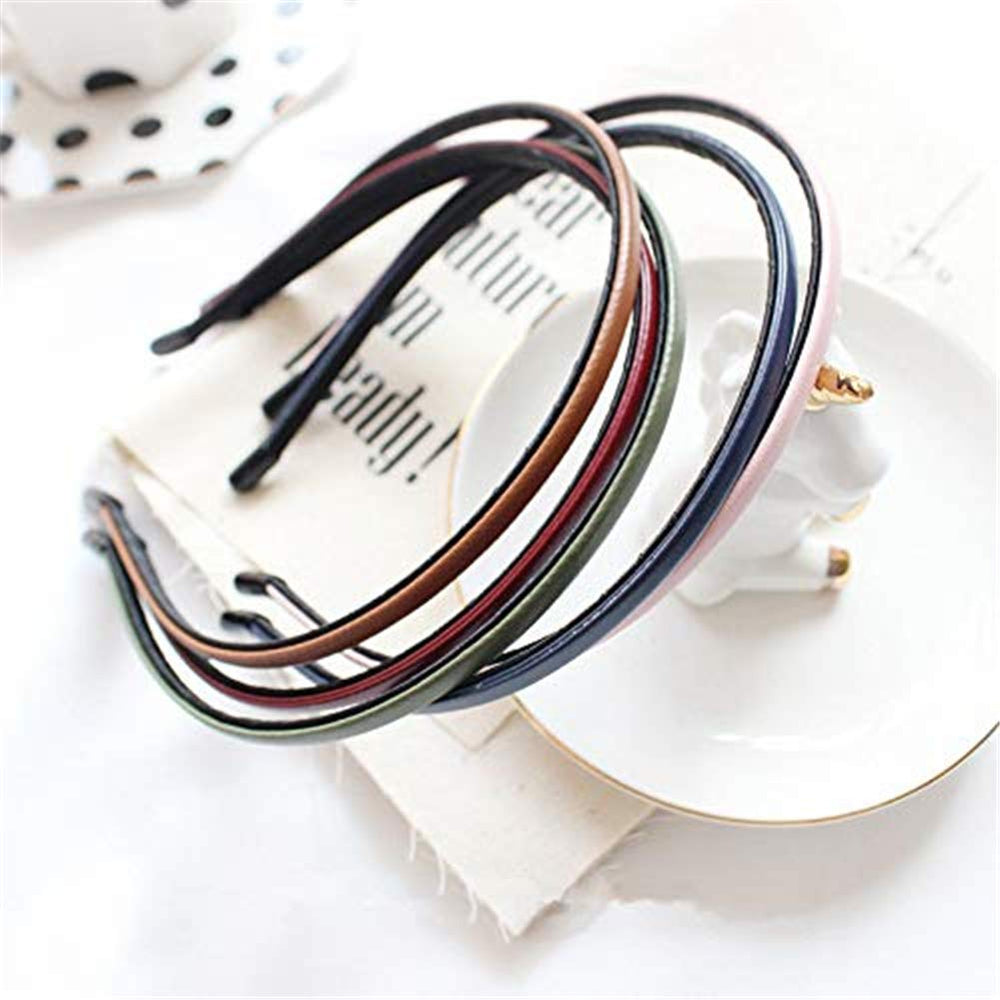 Kydely leather-covered headband closeup showing sturdy loop clasp for secure wear