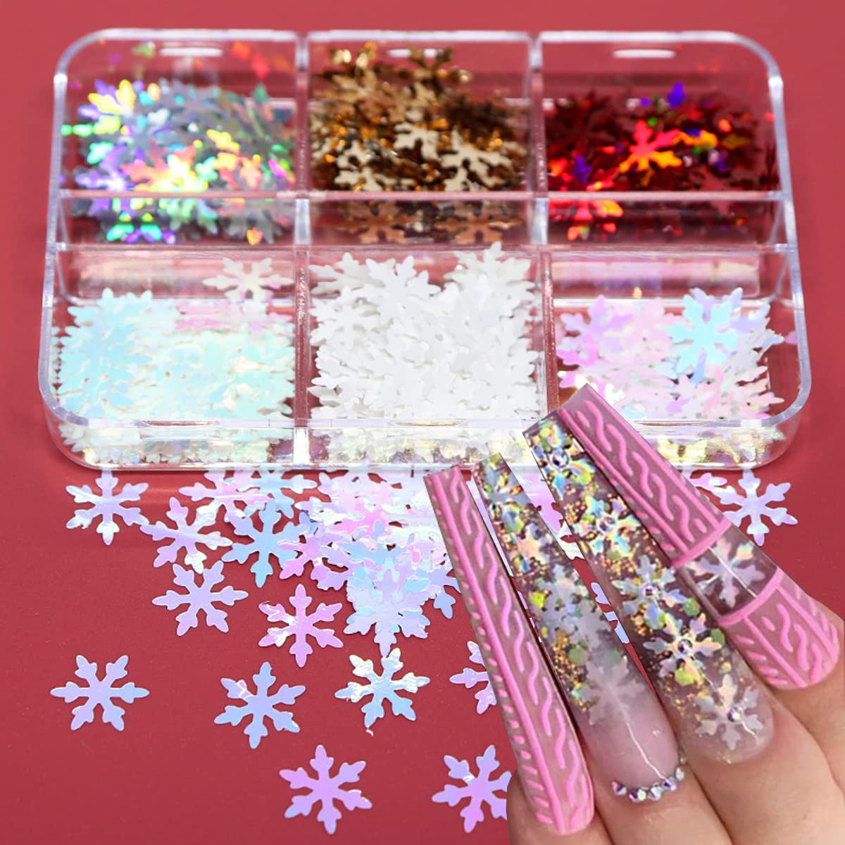 KZBTRBT Christmas nail sequins suitable for UV gel and acrylic nails