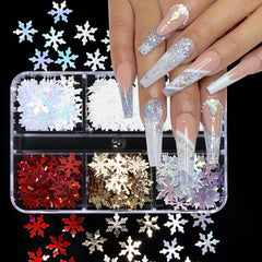KZBTRBT snowflake sequins box for festive nail art design