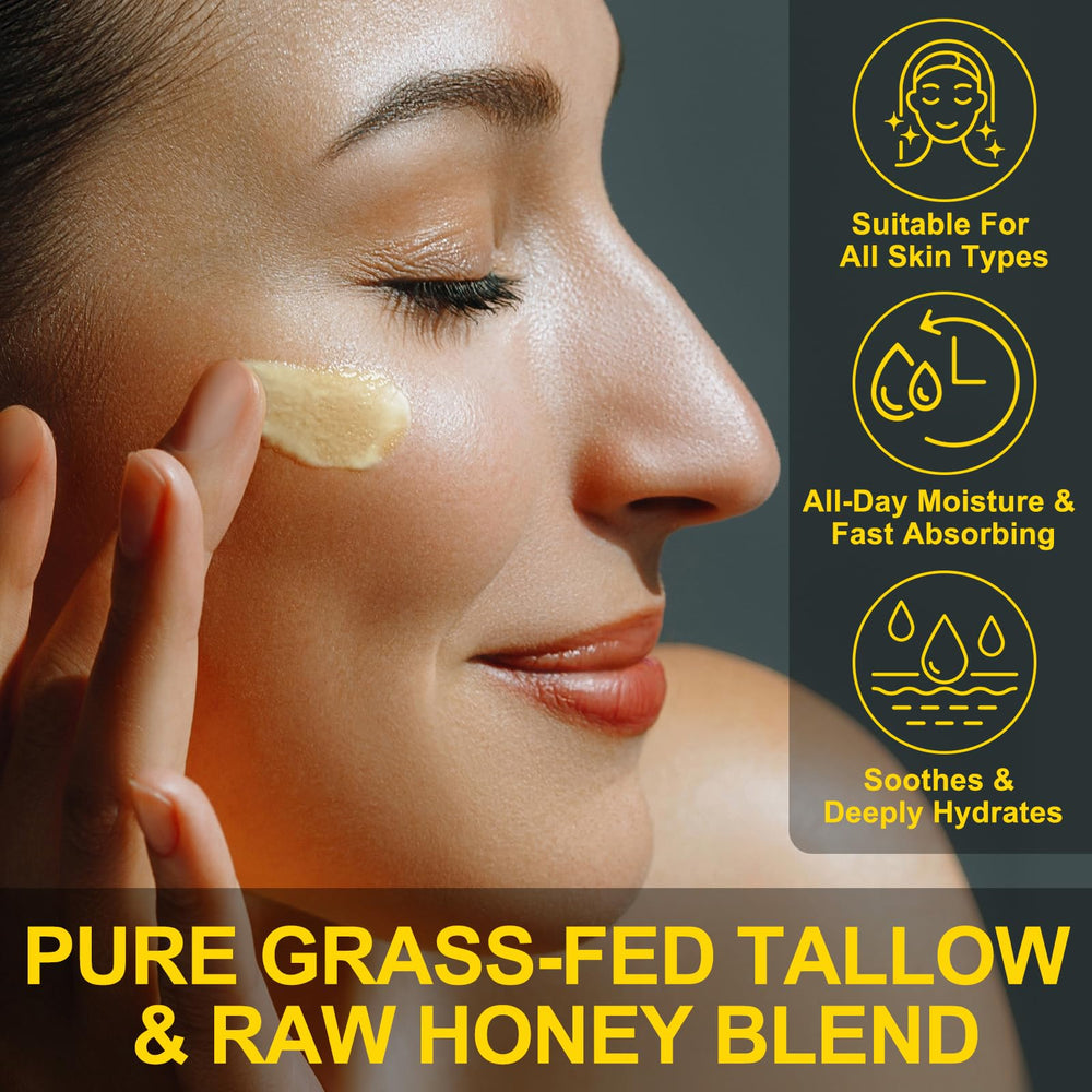 KZUO grass-fed tallow closeup, highlighting essential fatty acids for barrier support.