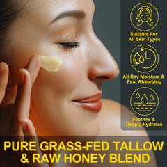 KZUO grass-fed tallow closeup, highlighting essential fatty acids for barrier support.