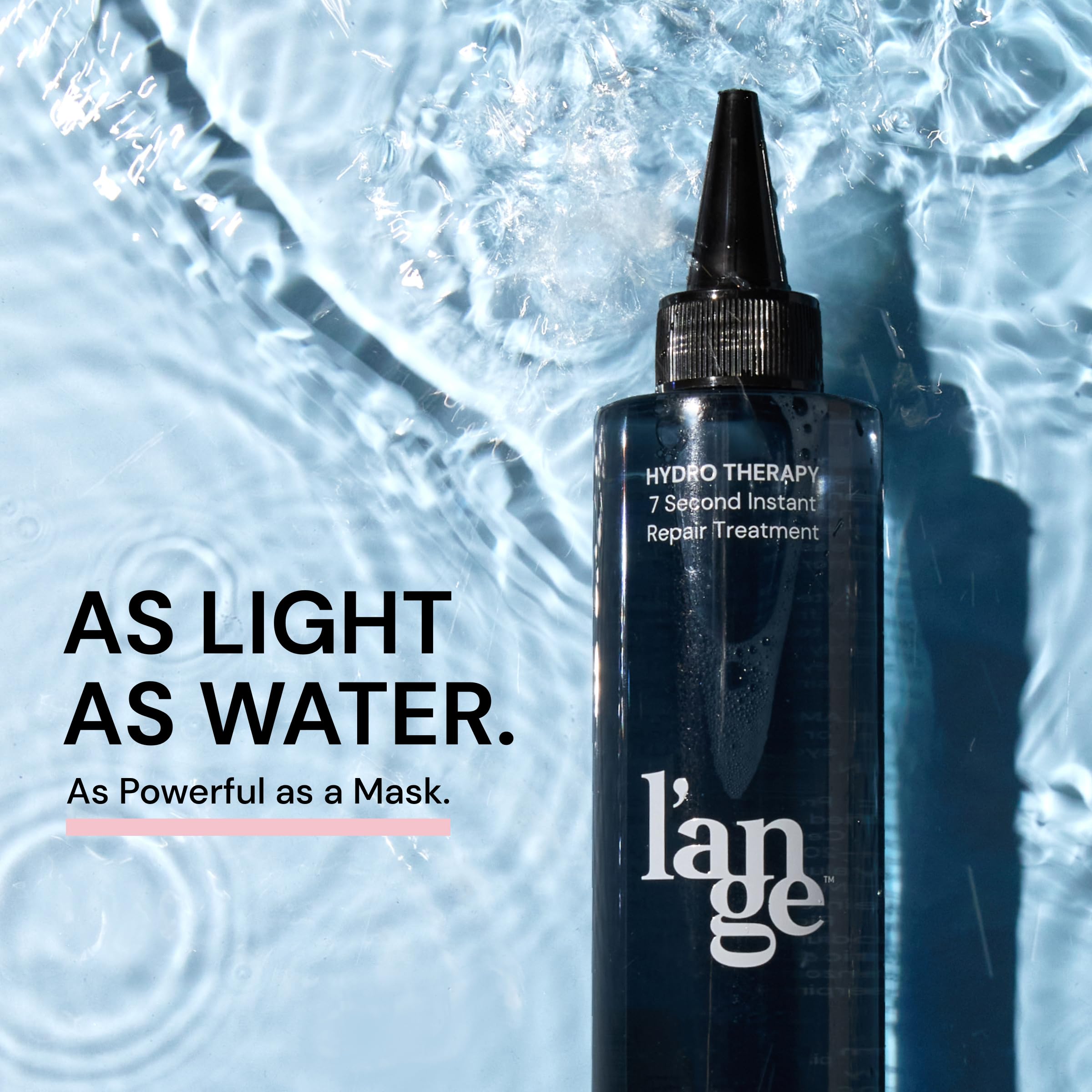 L'ANGE HAIR Hydro Therapy lamellar close-up highlights fast cuticle penetration.