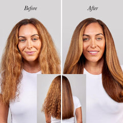 L'ANGE HAIR Hydro Therapy strands before-after reveal softness and smoothness.