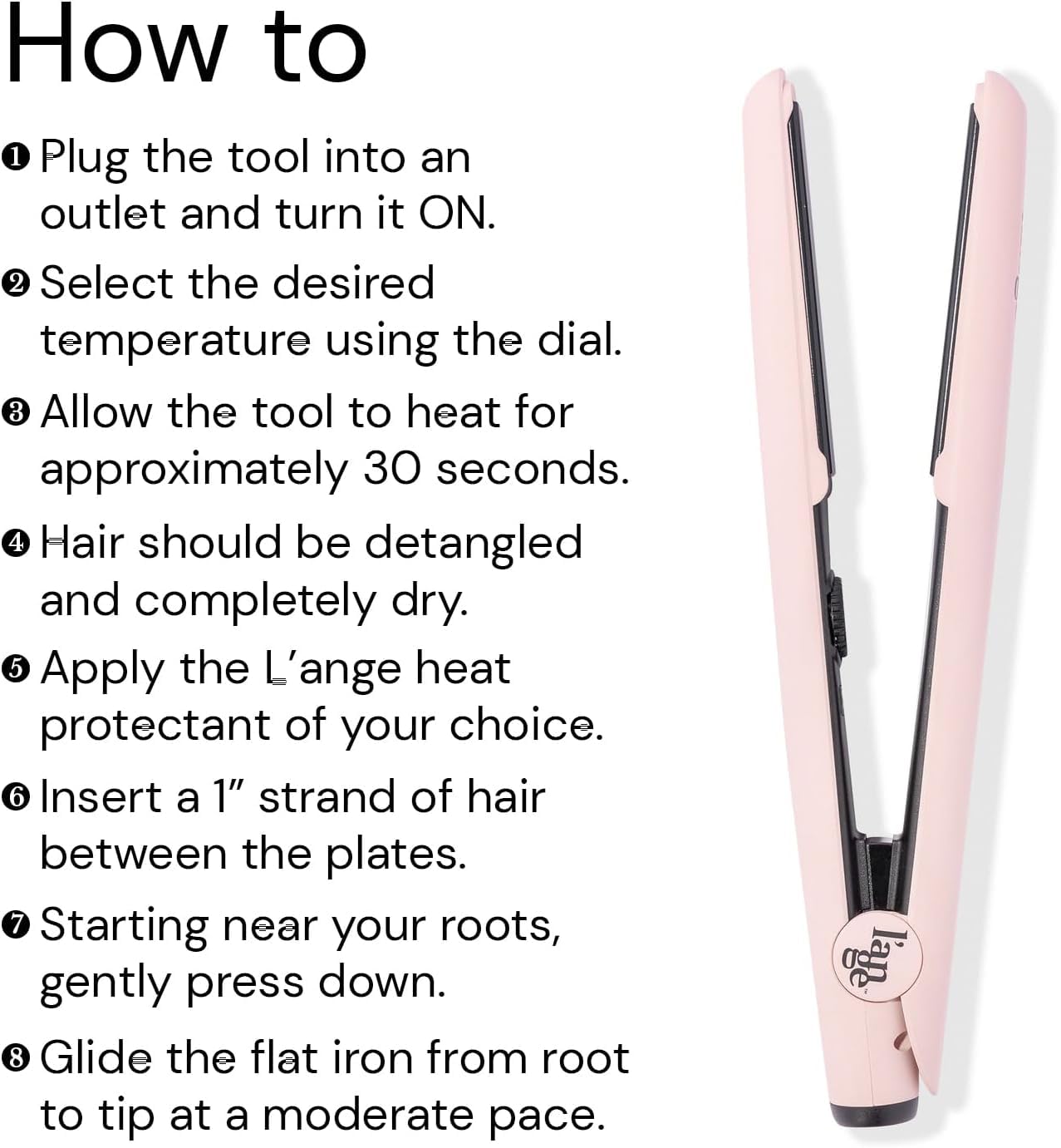 l'ange hair le ceramique blush color product shot suggests premium styling results.