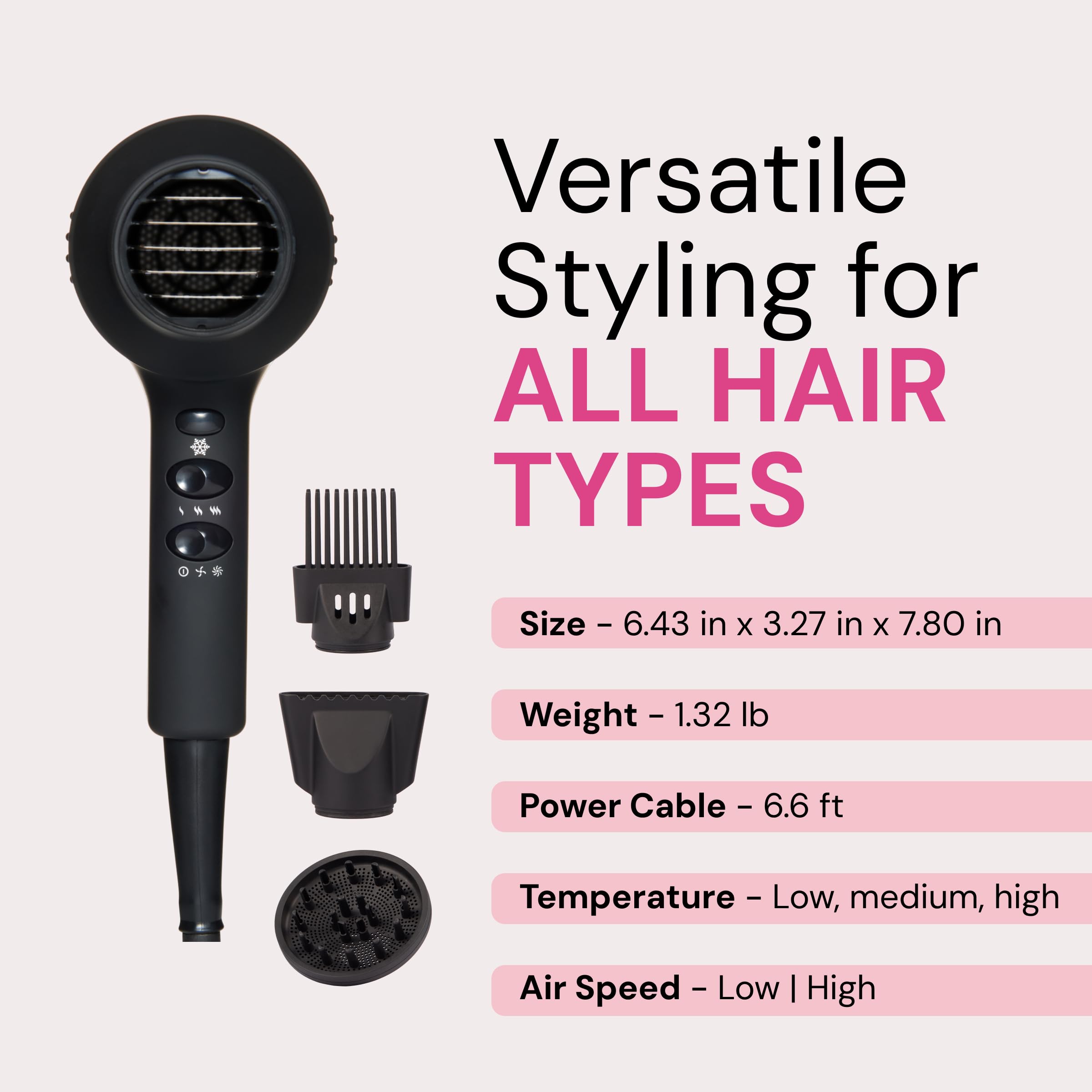Black PowerStyle Ionic Turbo Dryer body image highlighting bold, high-performance styling.