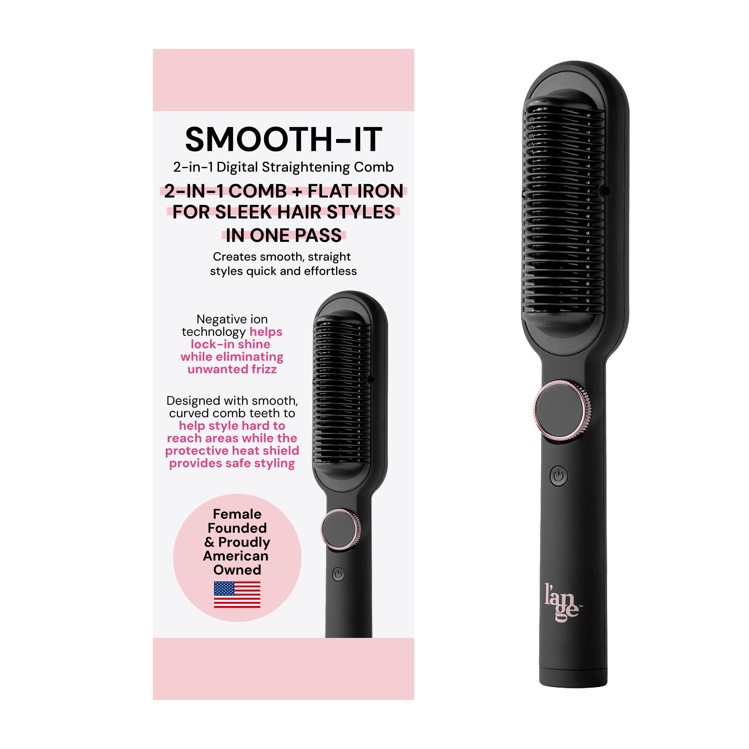 L'ANGE HAIR Smooth-It 2-in-1 front view for frizz-free styling