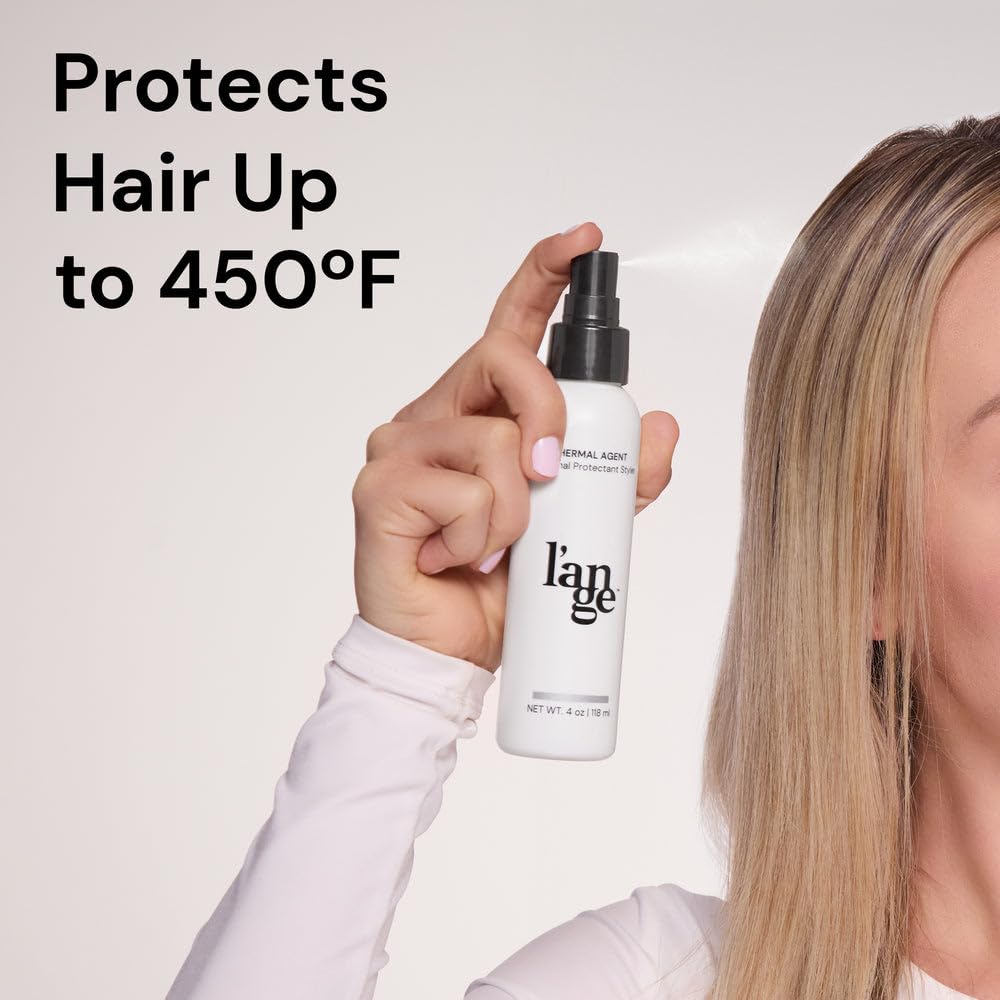 L'ANGE HAIR Thermal Agent packaging shows luxury branding and pump spray