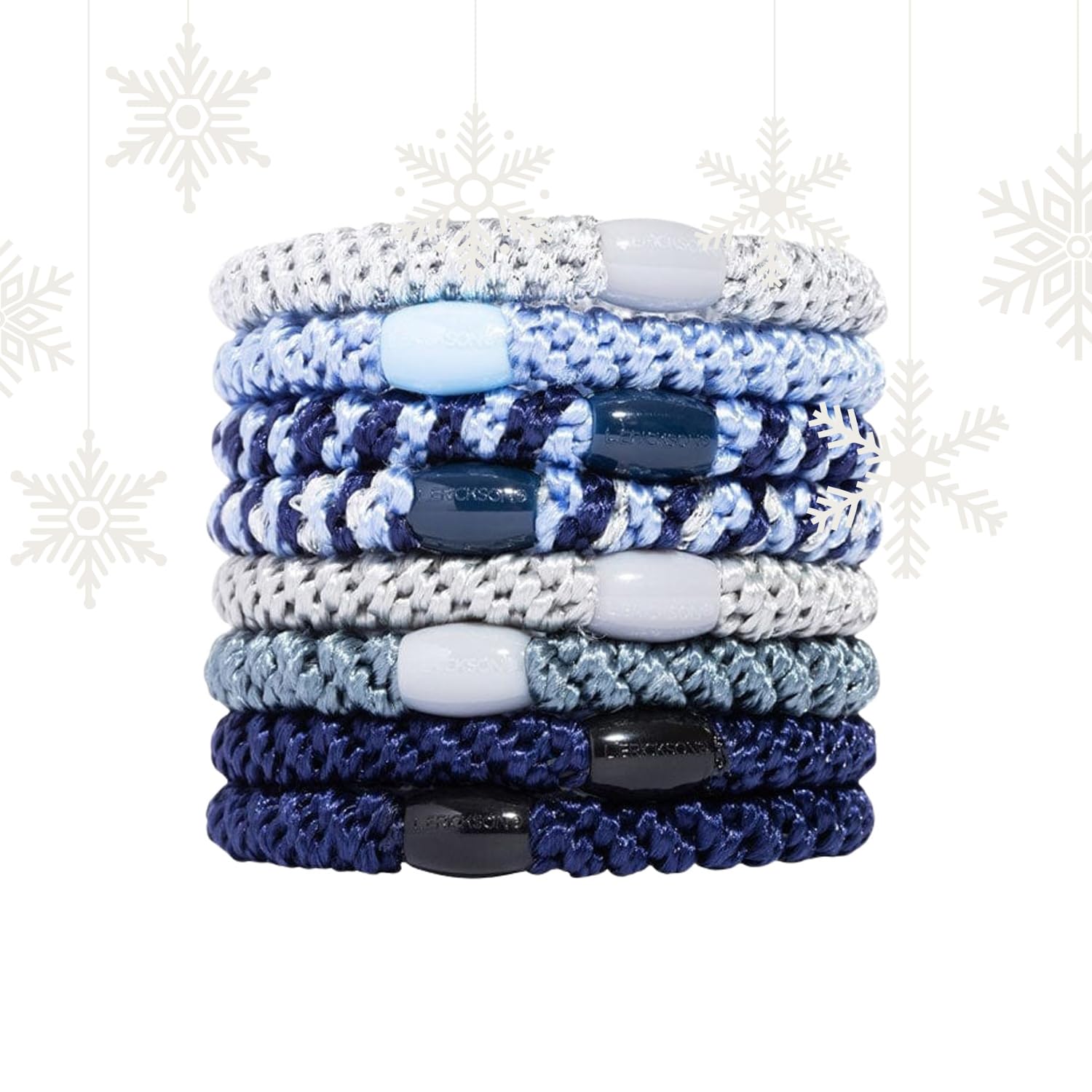 L. Erickson blue-silver hair ties for thick hair provide secure, crease-free hold for daily ponytails.