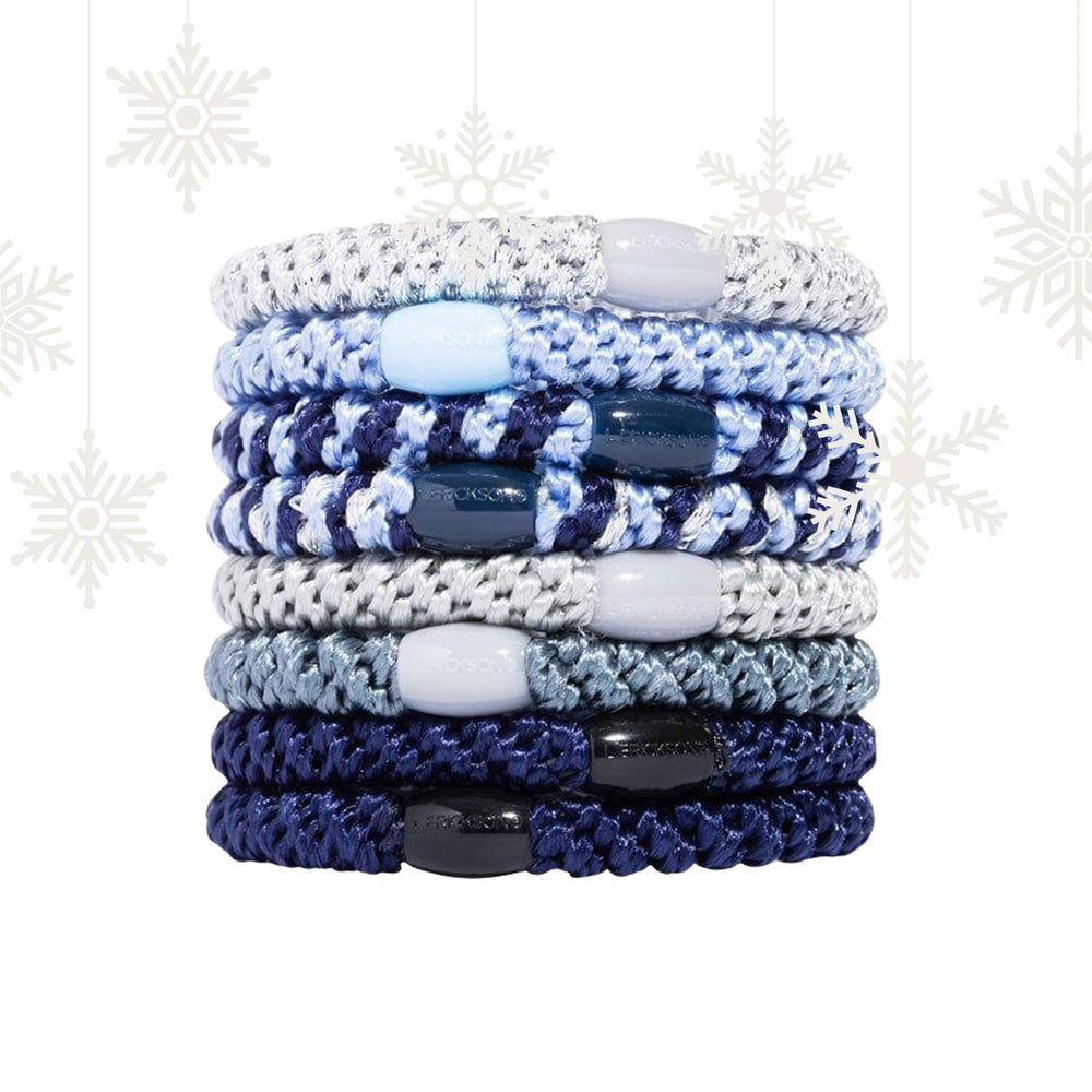 L. Erickson blue-silver hair ties for thick hair provide secure, crease-free hold for daily ponytails.