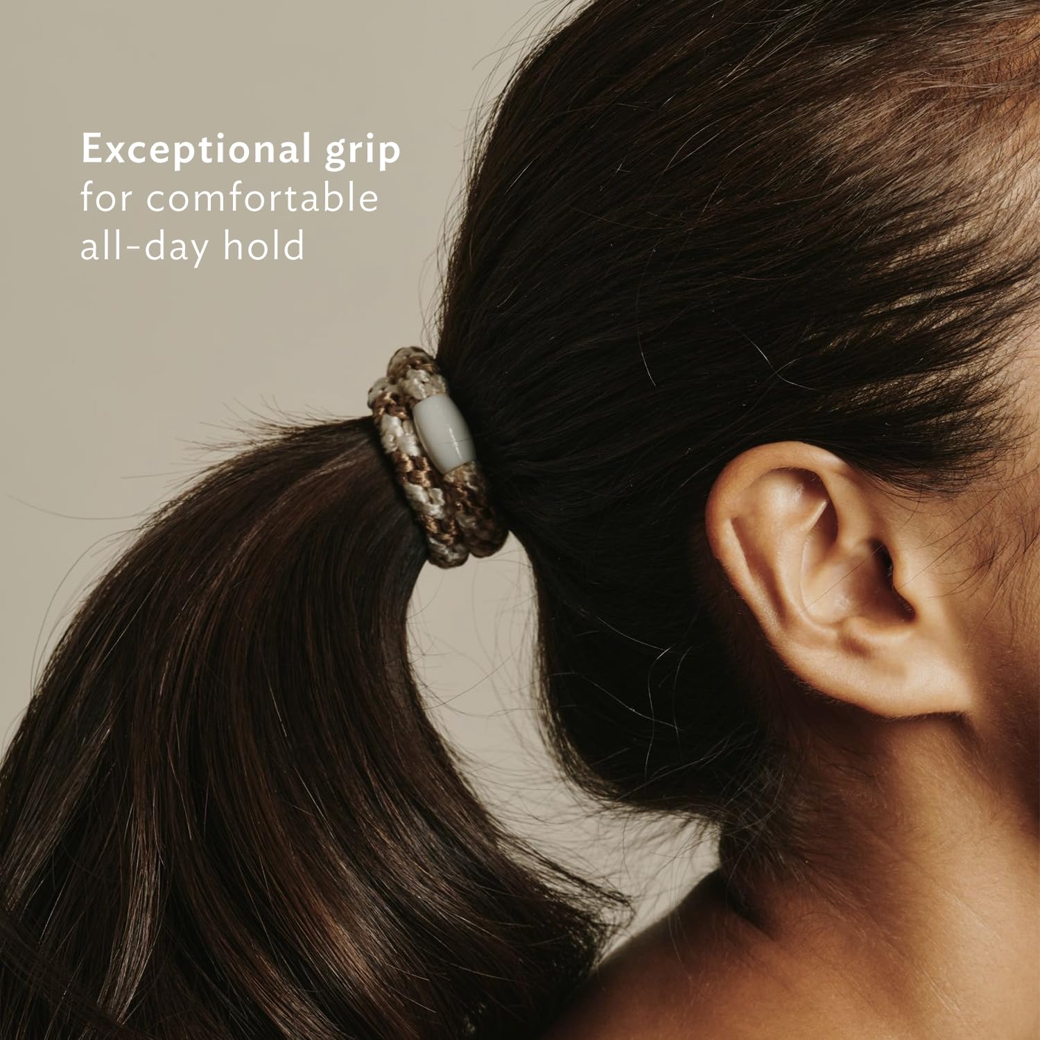 L. Erickson braided polyester band close-up illustrates strong hold without snagging.