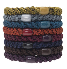 L. Erickson Colorful Hair Ties 8-pack in fall colors for thick hair with strong hold.