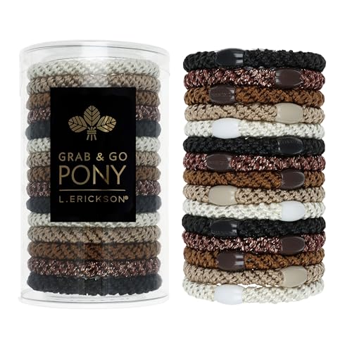 L. Erickson ivory and brown grab-and-go pony-tube hair ties for strong hold