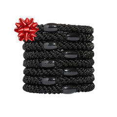 L. Erickson Grab and Go Ponytail Holders black pack closeup with glossy finish and secure hold