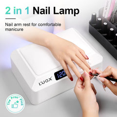 L'UGX arm rest pillow provides comfort during long gel nail sessions.
