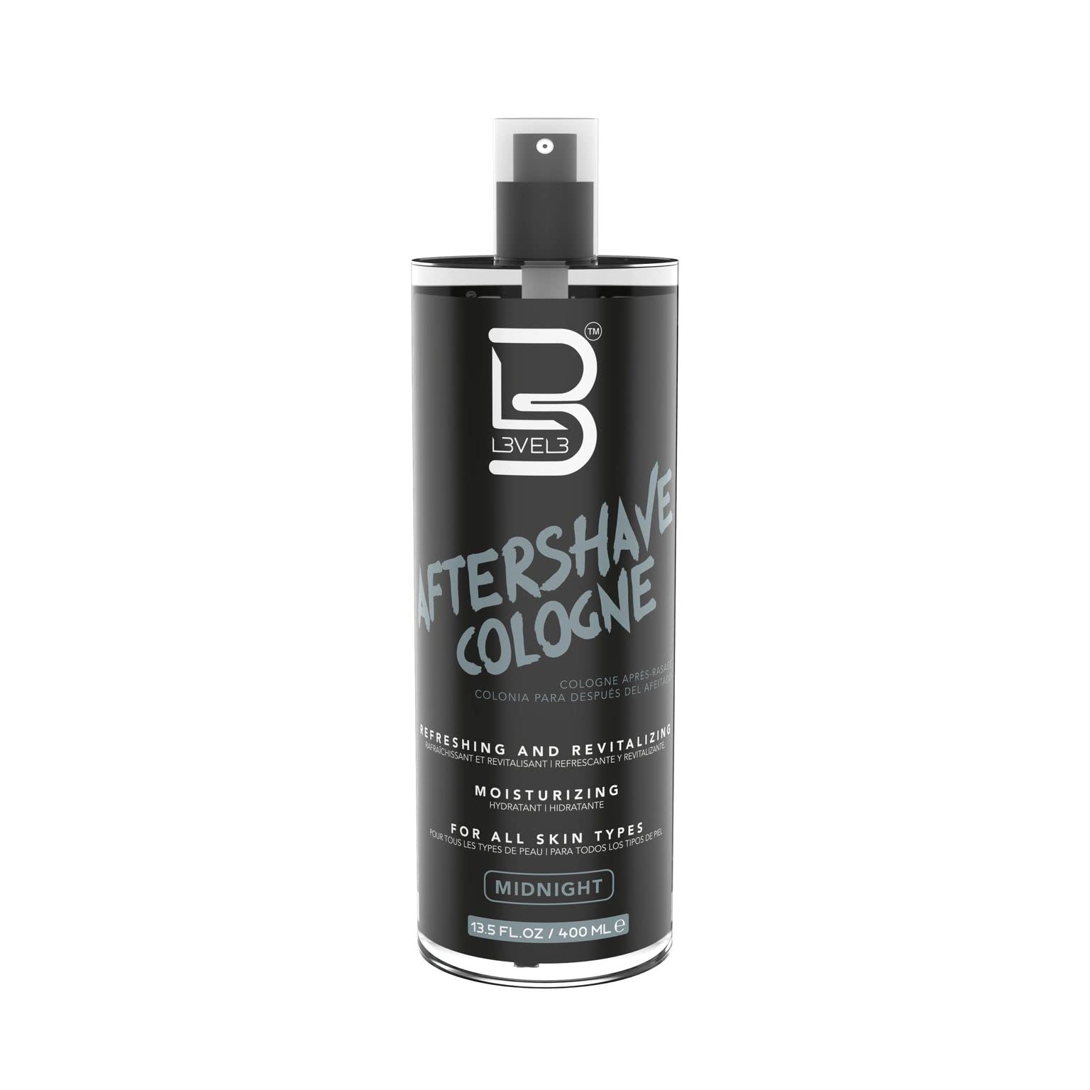 L3 Level 3 aftershave bottle on shelf promotes smooth, refreshed skin after shaving.