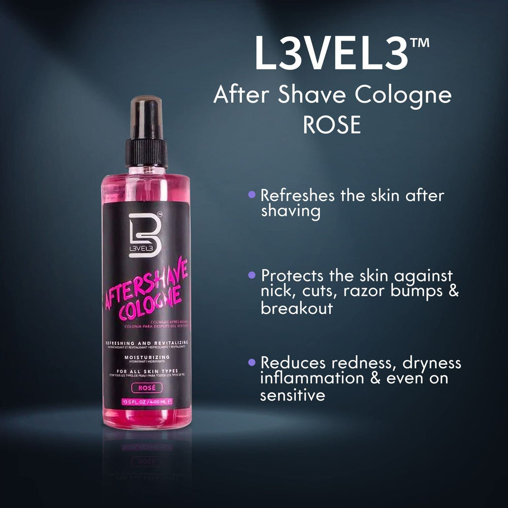 L3 Level 3 aftershave spray application on the face for refreshing feel